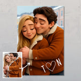 Personalisiertes Cartoon Poster für Paare als Geschenk zur Wohndekoration mit eigenem Foto gefertigt von Love & Faith