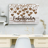 Leinwand im rustikalen Stil mit bis 16 Namen personalisieren für Großeltern und Eltern als Geschenkidee von Love & Faith