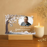 Andenken Verstorbene Acrylaufsteller mit Holzsockel für Trauergeschenk gestalten von Love & Faith