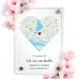 Acrylmagnet mit Paar Treffpunkt und Jahrestag personalisiert von Love & Faith