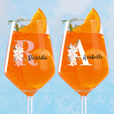 Blume - Personalisiertes Weinglas mit Initiale und Namen für Dich und deine Freundinnen