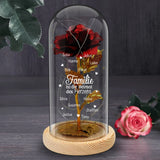 Ewige Rose "Familie ist die Heimat des Herzens" bis 13 Namen graviert auf die Glaskuppel mit LED Licht personalisiert als Geschenk für Familie von Love & Faith