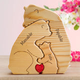 Personalisierte Holzbärenfamilien Puzzle Mutter, Vater, 1Kind zum Aufstellen mit Gravur von Love & Faith