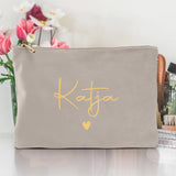 Personalisierte Samt moonstone Kosmetiktasche für MakeUp und Kosmetika mit Namen von Love & Faith