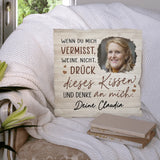60x60cm Kissen personalisiert mit Foto und Spruch von Love & Faith
