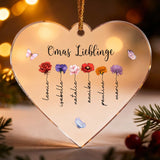 Acrylherz Weihnachtsbaumanhänger für Oma mit Enkelnamengestalten mit Love & Faith