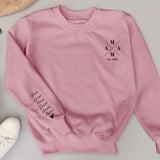 Rosa Pullover für Papa mit Kindernamen personalisierte Geschenkidee zum Vatertag von Love & Faith