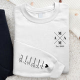 weißer Pullover für Papa mit Kindernamen personalisierte Geschenkidee zum Vatertag von Love & Faith