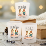 Personalisierter Teelichthalter für Freundinnen mit Clipart und Namen von Love & Faith