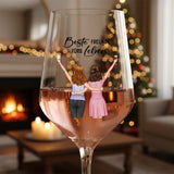 Personalisiertes Weinglas für Besties und Schwestern mit Illustration von Love & Faith