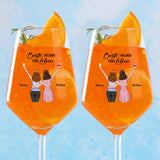 2er Set Personalisiertes Weinglas für Besties und Schwestern mit Illustration von Love & Faith