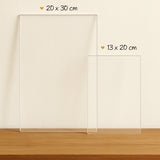 Personalisierter Acrylaufsteller Größenvergleich im Magazin Cover Look mit Fotoupload