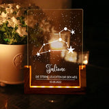 Eckiger LED Licht Sternenhimmel mit Geburtstag und Namen als Geschenkidee zur Geburt von Love & Faith