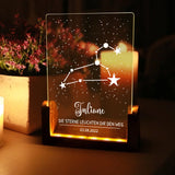 Eckiger LED Licht Sternenhimmel mit Geburtstag und Namen als Geschenkidee zur Geburt von Love & Faith