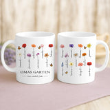 Personalisierte Blumen-Tasse mit Druck für Oma und Mama – Hier wächst Liebe