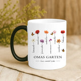 Personalisierte Blumen-Tasse mit Druck für Oma und Mama – Hier wächst Liebe – Motiv 9