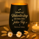 Personalisiertes schwarz-goldenes Windlicht für Paare zum Valentinstag