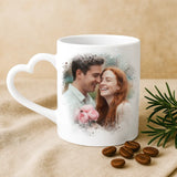 Personalisierte Tasse mit Foto-Upload und Wasserfarben-Effekt für Paare von Love & Faith