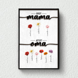 Leinwand "Erst Mama, Jetzt Oma" mit Blumen und Kindernamen personalisiert von Love & Faith