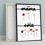 Leinwand "Erst Mama, Jetzt Oma" mit Blumen und Kindernamen personalisiert von Love & Faith