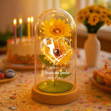 Ewige Sonnenblume in Glaskuppel als Valentinstagsgeschenk von Love & Faith