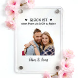 Personalisierter Kühlschrankmagnet für Partner mit Foto-Upload und Spruch von Love & Faith