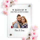 Personalisierter Kühlschrankmagnet für Partner mit Foto-Upload und Spruch von Love & Faith