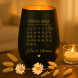 Schwarz-goldenes Personalisiertes Windlicht für Paare mit Kalender des Jahrestags von Love & Faith