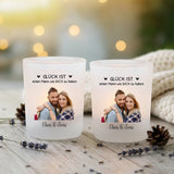 2er Set Personalisierter Teelichthalter Partner mit Foto-Upload und Spruch von Love & Faith