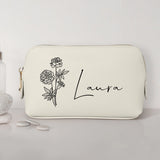 0,75l elfenbein Kosmetiktasche aus PU Leder mit Name personalisiert von Love & Faith personalisiert