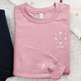 Rosa Pullover für Papa mit Kindernamen personalisierte Geschenkidee zum Vatertag von Love & Faith