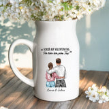 2 Personalisiertes Geschenk - Weiße Vase mit Henkel mit persönlichem Spruch und Namen