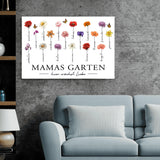 Personalisierte Leinwand mit bis zu 18 Namen selbst gestalten mit Geburtsblumen für Mama von Love & Faith
