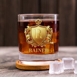 Mein Whiskey - Personalisiertes Whiskeyglas mit Emblem und Initiale