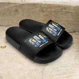 schwarze Badelatschen für Männer mit Foto gestalten von Love & Faith