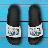 schwarz-weiße Badelatschen für Männer mit Foto gestalten von Love & Faith