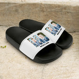 schwarz-weiße Badelatschen für Männer mit Foto gestalten von Love & Faith