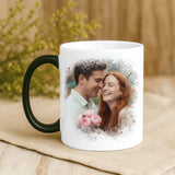 Personalisierte Tasse mit Foto-Upload und Wasserfarben-Effekt für Paare von Love & Faith