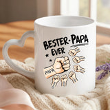 Weiße Tasse mit Herzhenkel und personalisiertem Namen – romantische Geschenkidee von Love & Faith