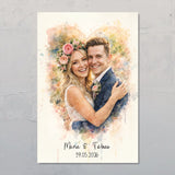Zusammen - Personalisiertes Poster mit Wasserfarben-Effekt für Paare und zur Hochzeit
