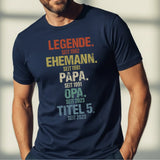 dunkelblaues T-Shirt für Männer mit persönlichem Aufdruck Legende, Ehemann, Papa individuelles Vatertagsgeschenk von Love & Faith