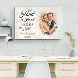 Hand in Hand - Personalisierte Leinwand mit Wasserfarben-Effekt