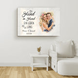 Hand in Hand - Personalisierte Leinwand mit Wasserfarben-Effekt für Hochzeit und Jahrestag
