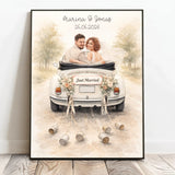 Personalisiertes Poster für Paare zur Hochzeit mit Wasserfarben-Effekt Der schönste Tag – Motiv 2