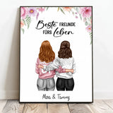 Personalisiertes Poster für Freundinnen und Schwestern mit Illustration Besties für immer – Motiv 2