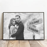 Personalisiertes Poster mit Fotoupload und Jahrestag für Paare Weg der Liebe – Motiv 3