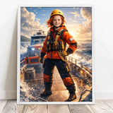 Personalisiertes Poster mit epischer Wasser-Szene für Kids Rettungsboot – Motiv 8