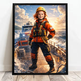 Personalisiertes Poster mit epischer Wasser-Szene für Kids Rettungsboot – Motiv 5
