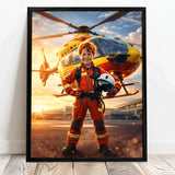 Personalisiertes Poster mit epischer Hubschrauber-Szene für Kids Held der Lüfte – Motiv 5