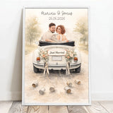 Personalisiertes Poster für Paare zur Hochzeit mit Wasserfarben-Effekt Der schönste Tag – Motiv 7